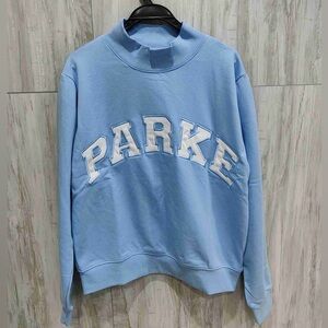 PARKE High Neck Embroidered Logo Sweatshirt | Blue & White | Relaxed Fit